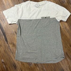 Denim & Flower Two-Tone Crew Tee in White and Gray